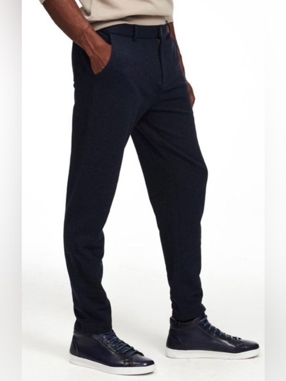 NAADAM Navy Trouser pants in soft knit cashmere cotton blend Size L #531